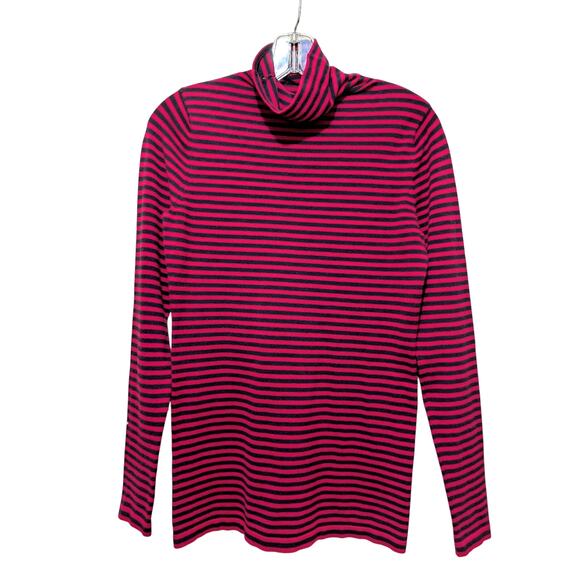 Norma Kamali Black & Red Striped Turtleneck Top – Women’s Medium - Picture 1 of 4